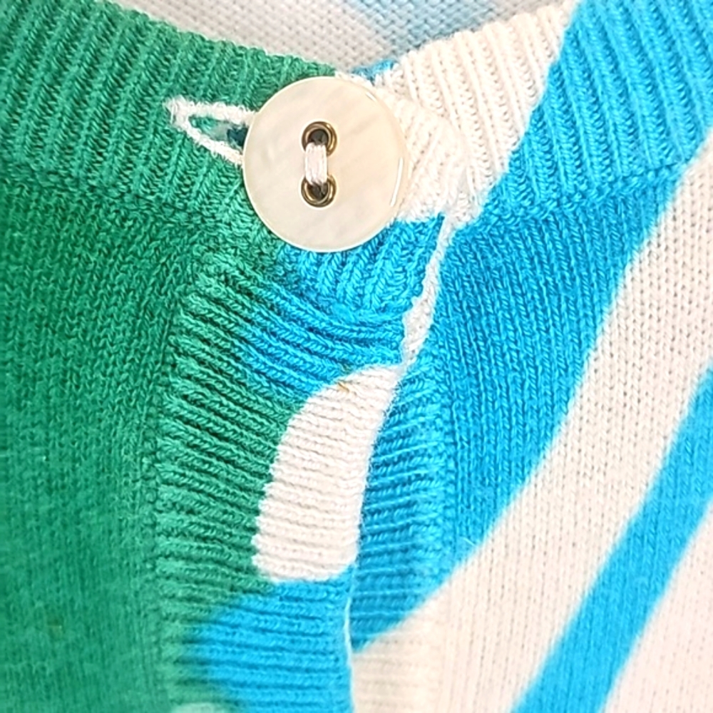 Merona Woman Cardigan, Size Medium, Color turquoise, white, green, brown - Picture 5 of 8